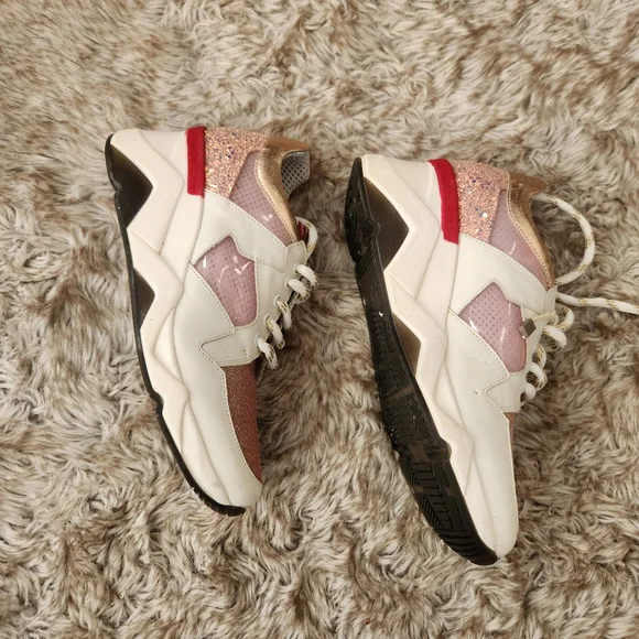 Tosca Blu Champagne Glitter Sneakers White‎ And Gold Women's EU Size 37 - Picture 5 of 13